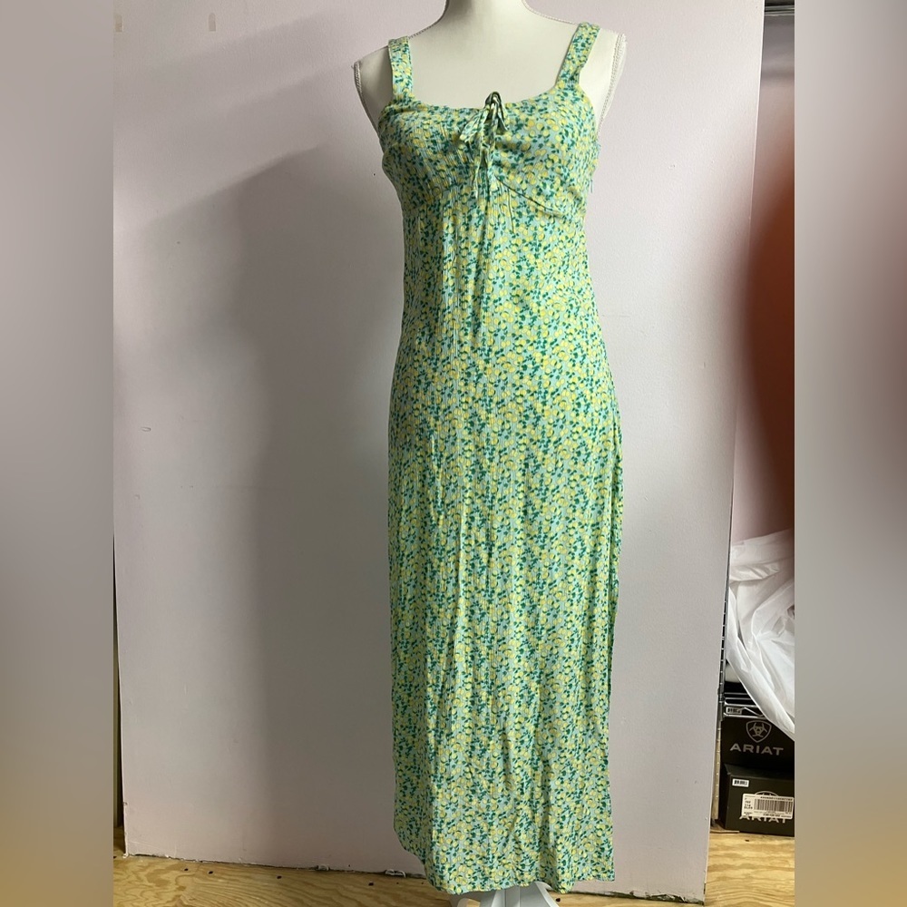 Women’s Summer Midi Dress, Size S, Yellow/Green, Lemon Print, NWT, Sonoma